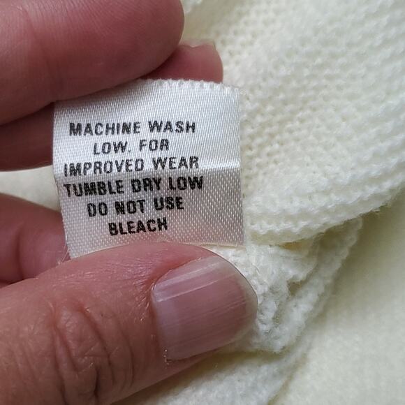 Vintage McBriar Cream V-neck Acrylic Blank Varsity Cardigan Sweater Sz Large NWT - Picture 13 of 13